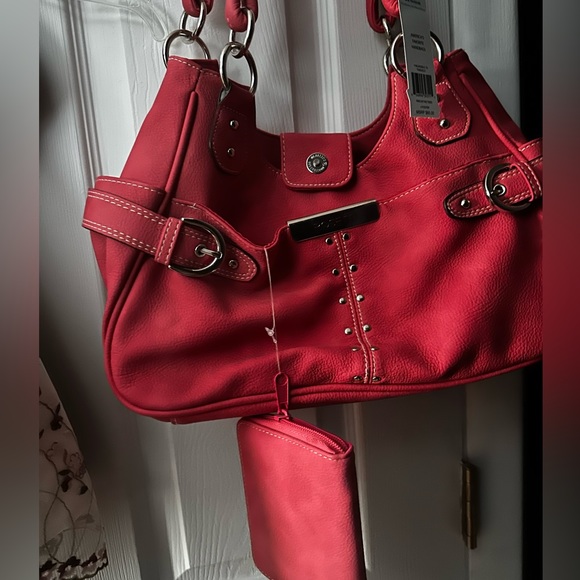 Coral pink Rosetti handbag & matching wallet - Picture 1 of 4